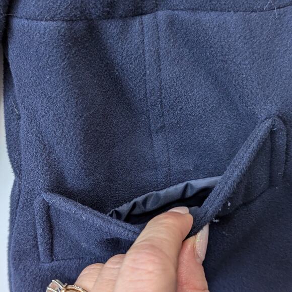 OshKosh B’Gosh Girls Navy Double Breasted Faux Wool Coat Shearling Collar 6 / 6X - Picture 7 of 9